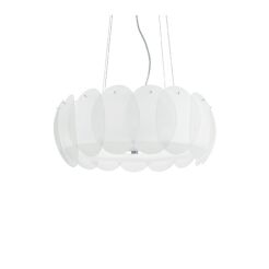 Lampa wisząca Ovalino SP8 090481 NOWOCZESNY IP20 SZKŁO Ideal Lux biała oprawa w stylu design