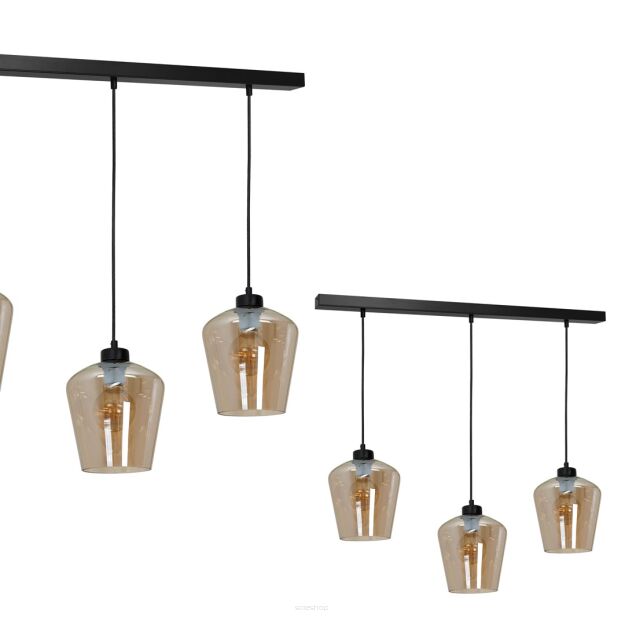 Lampa wisząca SANTIAGO AMBER 3 bursztynowe klosze 3xE27 MLP6610
