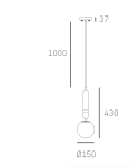 Lampa wisząca LA SPEZIA P01329BR Cosmo Light szklana kula z marmurowym elementem dekoracyjnym - 2