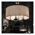 Lampa wisząca Abu Dhabi - P05406WH COSMO Light nowoczesna lampa z metalową podstawą o wykończeniu chromowanym biały okrągły abażur w kształcie tuby 50 cm średnicy - 2