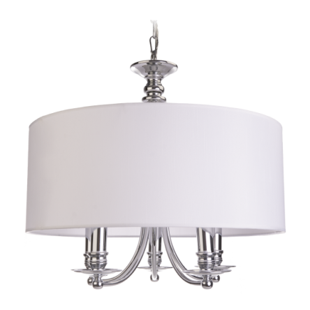 Lampa wisząca Abu Dhabi - P05406WH COSMO Light nowoczesna lampa z metalową podstawą o wykończeniu chromowanym biały okrągły abażur w kształcie tuby 50 cm średnicy