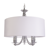 Lampa wisząca Abu Dhabi - P05406WH COSMO Light nowoczesna lampa z metalową podstawą o wykończeniu chromowanym biały okrągły abażur w kształcie tuby 50 cm średnicy