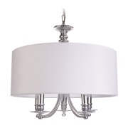 Lampa wisząca Abu Dhabi - P05406WH COSMO Light nowoczesna lampa z metalową podstawą o wykończeniu chromowanym biały okrągły abażur w kształcie tuby 50 cm średnicy