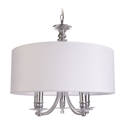 Lampa wisząca Abu Dhabi - P05406WH COSMO Light nowoczesna lampa z metalową podstawą o wykończeniu chromowanym biały okrągły abażur w kształcie tuby 50 cm średnicy