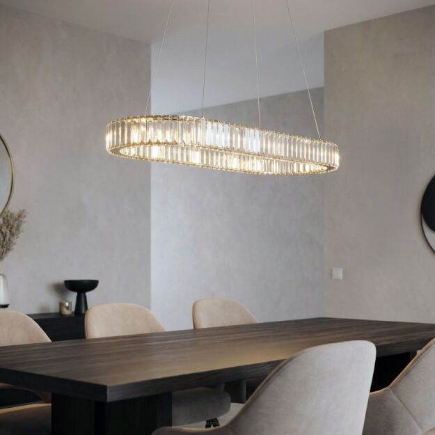 Lampa wisząca SPARK OVAL PENDANT 120 CCT DIMM Złota z pilotem AZ6711 AZZARDO