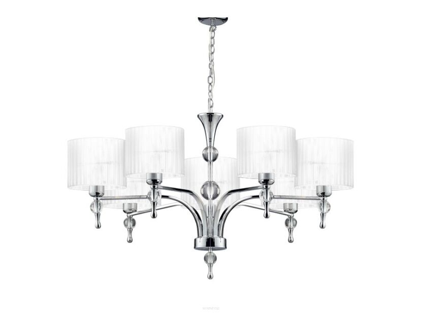 Lampa Wisząca Impress 7 Azzardo 1976-7P WH  z metalu o wykończeniu chromowanym i szklanym abażury w kolorze białym