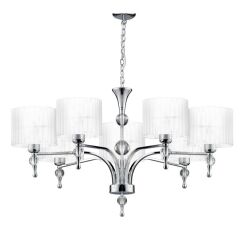 Lampa Wisząca Impress 7 Azzardo 1976-7P WH  z metalu o wykończeniu chromowanym i szklanym abażury w kolorze białym