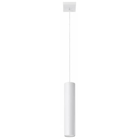 Lampa wisząca LAGOS 1 biały wisząca biała tuba na kwadratowej podsufitce elegancka stylowa