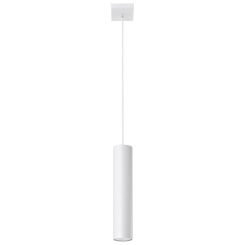 Lampa wisząca LAGOS 1 biały wisząca biała tuba na kwadratowej podsufitce elegancka stylowa
