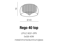 Plafon Rego 40 AZzardo  3957-5PX AZ0999 kryształki wyłaniają się spod okrągłego klosza elegancka kryształowa - 3