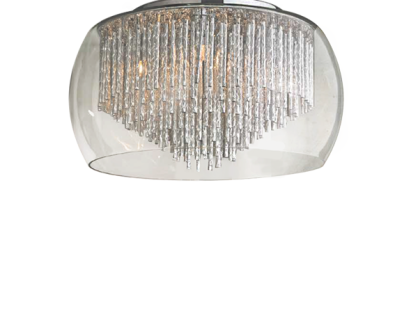 Plafon Rego 40 AZzardo  3957-5PX AZ0999 kryształki wyłaniają się spod okrągłego klosza elegancka kryształowa