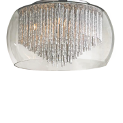 Plafon Rego 40 AZzardo  3957-5PX AZ0999 kryształki wyłaniają się spod okrągłego klosza elegancka kryształowa
