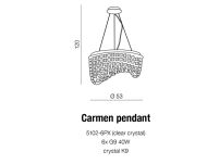 Lampa wisząca Carmen AZzardo AZ1284   z metalu oraz kryształków egipskich nietypowy kształt styl pałacowy kryształowy - 2