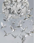 Lampa wisząca Azzardo Birds MB-9090 z metalu o wykończeniu aluminiowym składa się z kryształków i ptaków zawieszonych na linkach  - 2