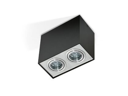 LAMPA NATYNKOWA Eloy 2 aluminium/czarny AZzardo GM4204 AL/BK  AZ1355  prostokąt natynkowy techniczny podwójny