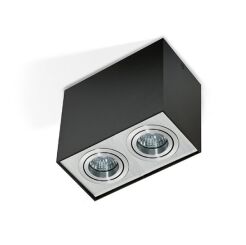 LAMPA NATYNKOWA Eloy 2 aluminium/czarny AZzardo GM4204 AL/BK  AZ1355  prostokąt natynkowy techniczny podwójny