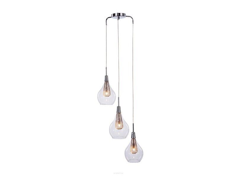 Lampa wisząca Elektra 3 AZzardo AZ1688 wykonana jest z aluminium oraz szkła w kolorze transparentnym/ złotym styl skandynawski
