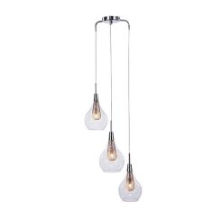 Lampa wisząca Elektra 3 AZzardo AZ1688 wykonana jest z aluminium oraz szkła w kolorze transparentnym/ złotym styl skandynawski