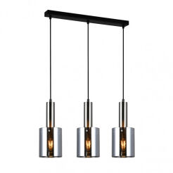 Lampa wisząca SARDO PND-5581-3-SC+SG Italux Czarna podłużna podsufitka Dymione klosze w kształcie tub długość 61 cm