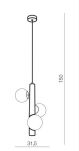 Lampa wisząca CORTEGA AZ4425 Azzardo złota rurka z kulami - 2