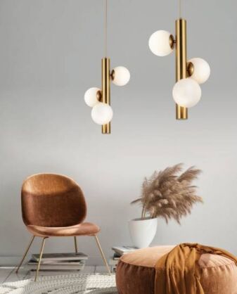 Lampa wisząca CORTEGA AZ4425 Azzardo złota rurka z kulami