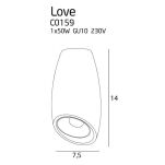 LAMPA SUFTOWA MAXLIGHT LOVE PLAFON CZARNY C0159 nowoczesny elegancki wazonik  - 2