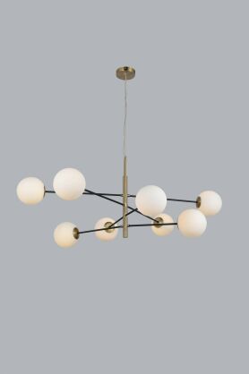 Lampa wisząca OVIEDO 8 AZ4423 Azzardo metal szkło czarno-złota G9
