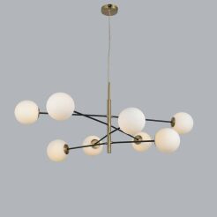 Lampa wisząca OVIEDO 8 AZ4423 Azzardo metal szkło czarno-złota G9