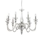 Lampa wisząca DOGE SP9 TRANSPARENTNY Ideal Lux 044453  z przezroczystego ręcznie dmuchanego szkła elementy wykończeniowe z metalu w kolorze chromu - 2