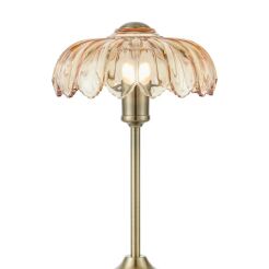 Lampa stołowa Kurage 1L E27 109180 Markslojd antyczny mosiądz/bursztyn 43cm, klosz  Ø26cm