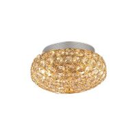 Plafon King PL3 Ideal Lux 075402   klosz składający się z metalowych pierścieni wypełnionych kryształkami kolor złoty