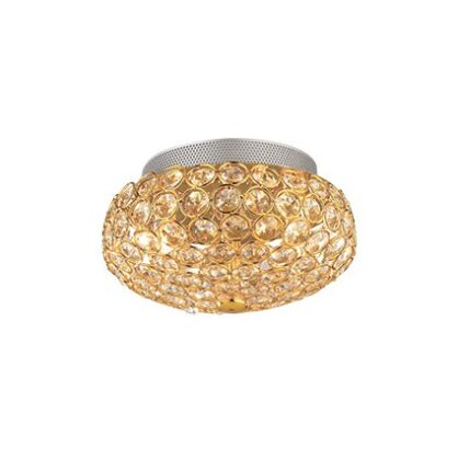 Plafon King PL3 Ideal Lux 075402   klosz składający się z metalowych pierścieni wypełnionych kryształkami kolor złoty