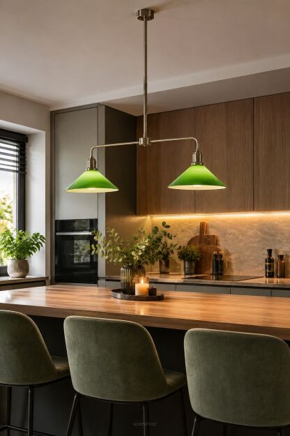 Lampa wisząca Vela 1L 2xE27 109161 Markslojd antyczny mosiądz/zielona 2xØ25cm