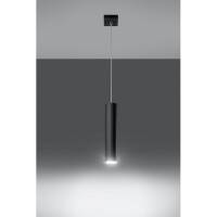 Lampa wisząca LAGOS 1 czarna wisząca tuba na kwadratowej podsufitce elegancka stylowa