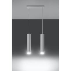 Lampa wisząca LAGOS 2 SL.0324 wiszaca w kolorze białym dwie tuby umieszczone na podsufitce w kształcie listwy idealna do jadalni