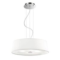 Lampa wisząca Hilton SP4 Ideal Lux  075501 Klosz z folii PVC pokrytej tkaniną i od dołu piaskowanym szkłem metalowa rama w  kolorze chromu