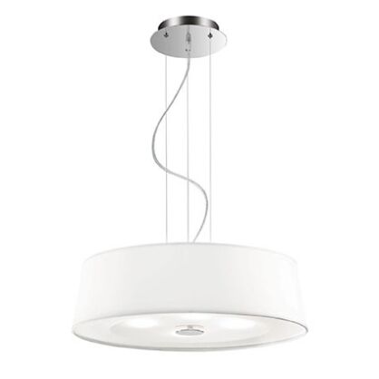 Lampa wisząca Hilton SP4 Ideal Lux  075501 Klosz z folii PVC pokrytej tkaniną i od dołu piaskowanym szkłem metalowa rama w  kolorze chromu