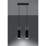 LAMPA  WISZĄCA BORGIO 2 CZARNE STALOWE TUBY ZAKOŃCZONE BETONEM IDEALNA DO SALONU SL.0651 SOLLUX - 3