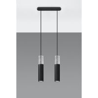LAMPA  WISZĄCA BORGIO 2 CZARNE STALOWE TUBY ZAKOŃCZONE BETONEM IDEALNA DO SALONU SL.0651 SOLLUX