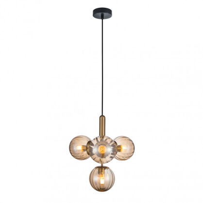 Lampa wisząca Ravena PND-2324-4B BRO+AMB Italux Nowoczesna mosiądz