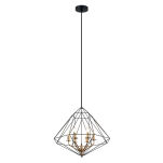 Lampa wisząca Maresmo PEN-6369-6-BKBR Italux  ABAŻUR W KSZTAŁCIE DIAMENTU AŻUROWY INSPIROWANA STYLEM INDUSTRIALNYM CZARNY / ZŁOTY ŚR. 65 CM - 2