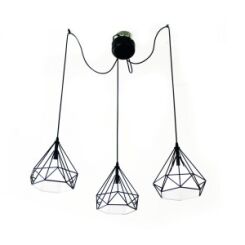 Lampa wisząca TRIANGOLO 163 Milagro industrialna klatka druciana czarny biały pająk ML163