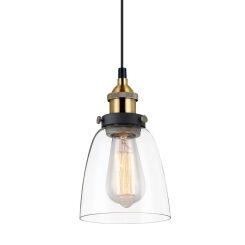 Zwis FRANCIS  MDM-2563/1 GD+CL Italux ponadczasowy RETRO CZARNO / ZŁOTY KORPUS TRANSPARENTNY KLOSZ E27