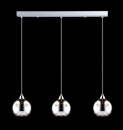 Lampa wisząca Martin MDM1671/3 Italux styl nowoczesny lampa ma kolor chromu klosze są kuliste podsufitka na listwie