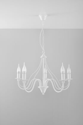 Lampa Wisząca Świece Żyrandol MINERWA 5 Biały SL.0214 styl pałacowy