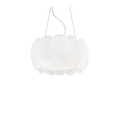 Lampa wisząca Ovalino SP5 074139 NOWOCZESNY IP20 SZKŁO Ideal Lux biała oprawa w stylu design
