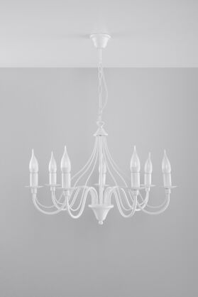 Lampa Wisząca Świece Żyrandol MINERWA 7 Biały SL.215 styl pałacowy