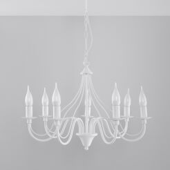 Lampa Wisząca Świece Żyrandol MINERWA 7 Biały SL.215 styl pałacowy