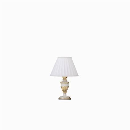 Lampa stołowa Firenze TL1 SMALL Ideal Lux 012889   korpus wykonany z żywicy oraz ma ręcznie modelowane metalowe ramiona kolor biało złoty styl pałacowy