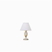 Lampa stołowa Firenze TL1 SMALL Ideal Lux 012889   korpus wykonany z żywicy oraz ma ręcznie modelowane metalowe ramiona kolor biało złoty styl pałacowy